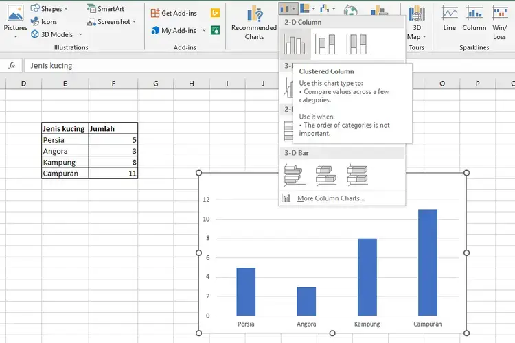 Fungsi Diagram di Excel